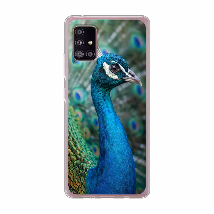 Pauw - Veren - Blauw Telefoonhoesje Samsung Galaxy A51 5G klein -3d