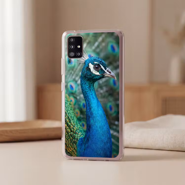 Pauw - Veren - Blauw Telefoonhoesje Samsung Galaxy A51 5G klein -sfeer2