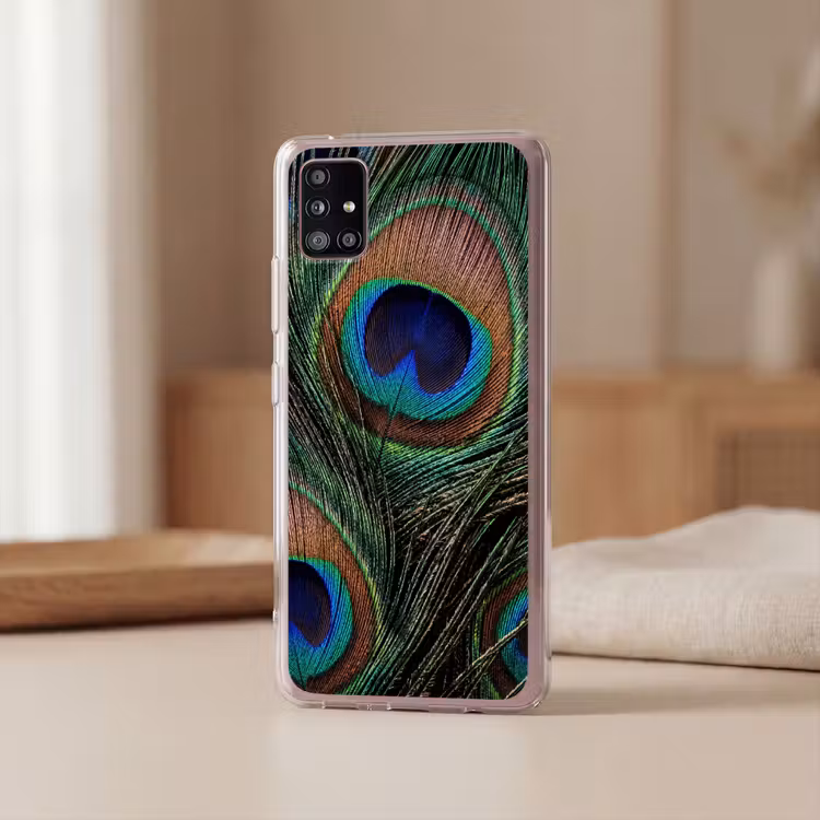 Pauwenveren - Klassiek - Groen Telefoonhoesje Samsung Galaxy A51 5G klein -sfeer2