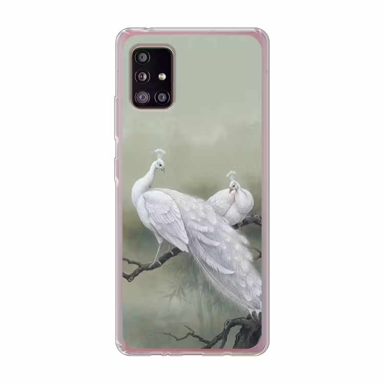 Pauwen - Wit - Natuur - Groen Telefoonhoesje Samsung Galaxy A51 5G klein -3d