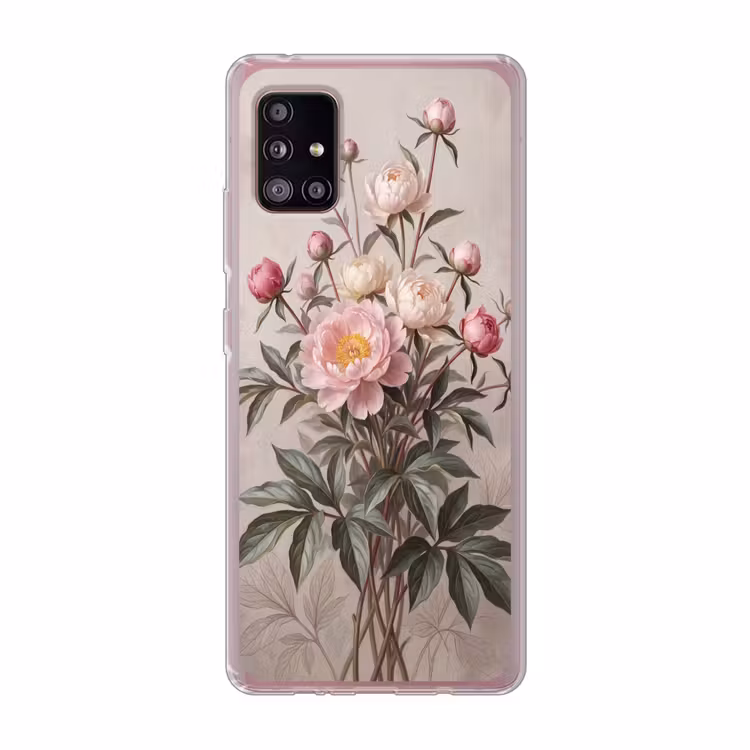 Pioenrozen - Boeket - Roze Telefoonhoesje Samsung Galaxy A51 5G klein -3d