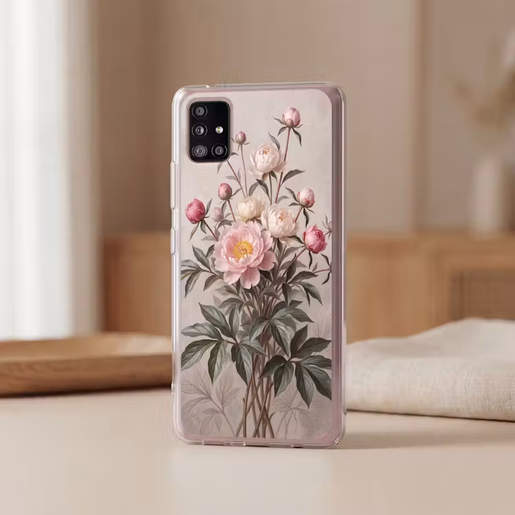 Pioenrozen - Boeket - Roze Telefoonhoesje Samsung Galaxy A51 5G klein -sfeer2