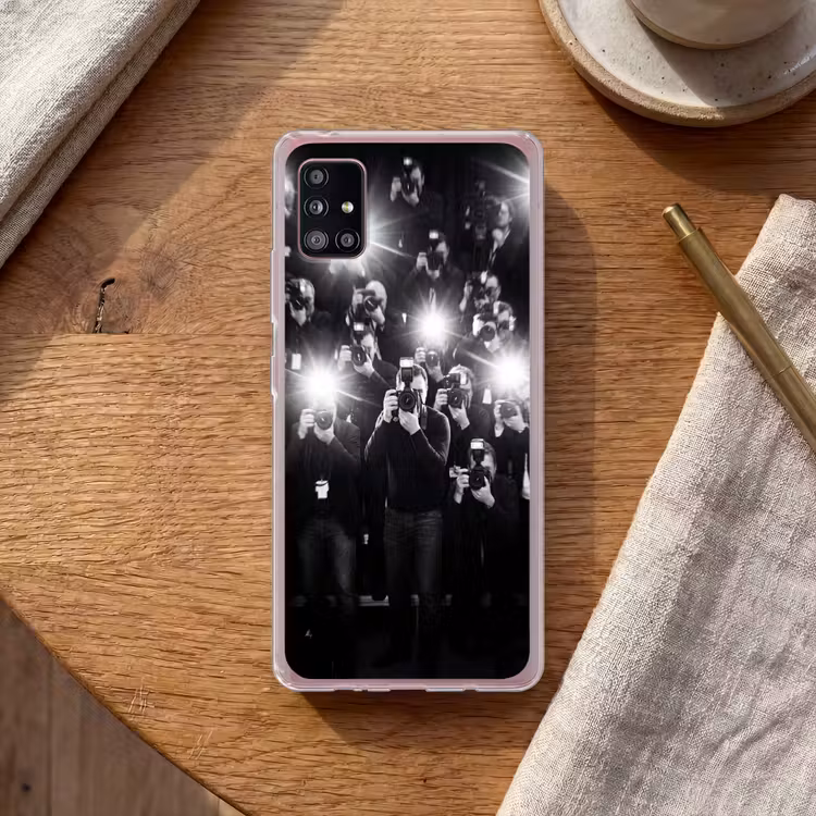 Mensen - Camera - Flitslicht - Zwart-wit - Media Telefoonhoesje Samsung Galaxy A51 5G klein -sfeer1