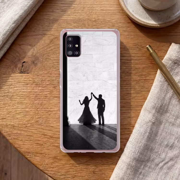 Mensen - Schaduw - Dans - Zwart-wit - Liefde Telefoonhoesje Samsung Galaxy A51 5G klein -sfeer1