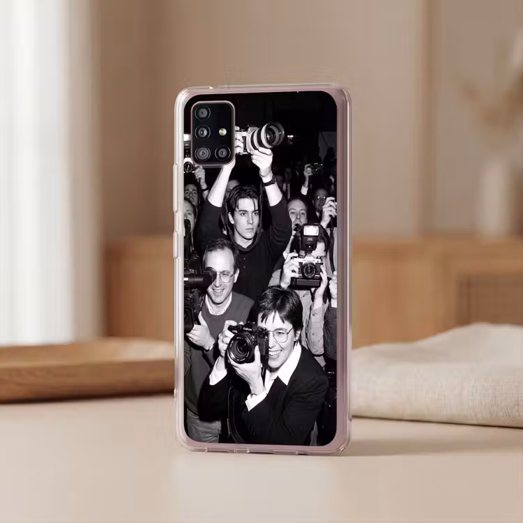Fotografen - Menigte - Flitsers - Journalistiek Telefoonhoesje Samsung Galaxy A51 5G klein -sfeer2