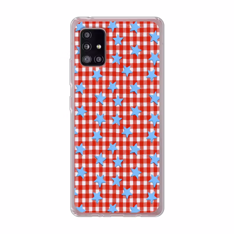 Ruit - Sterren - Rood Telefoonhoesje Samsung Galaxy A51 5G klein 373 -3d