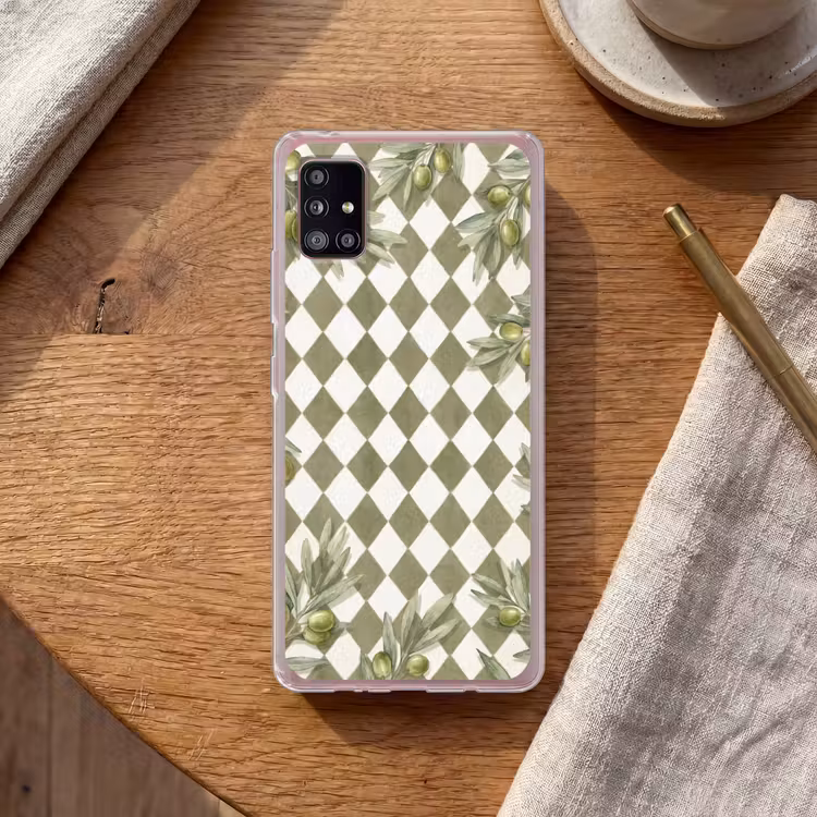 Plant - Olijftakken - Waterverf - Mediterraan - Groen Telefoonhoesje Samsung Galaxy A51 5G klein -sfeer1