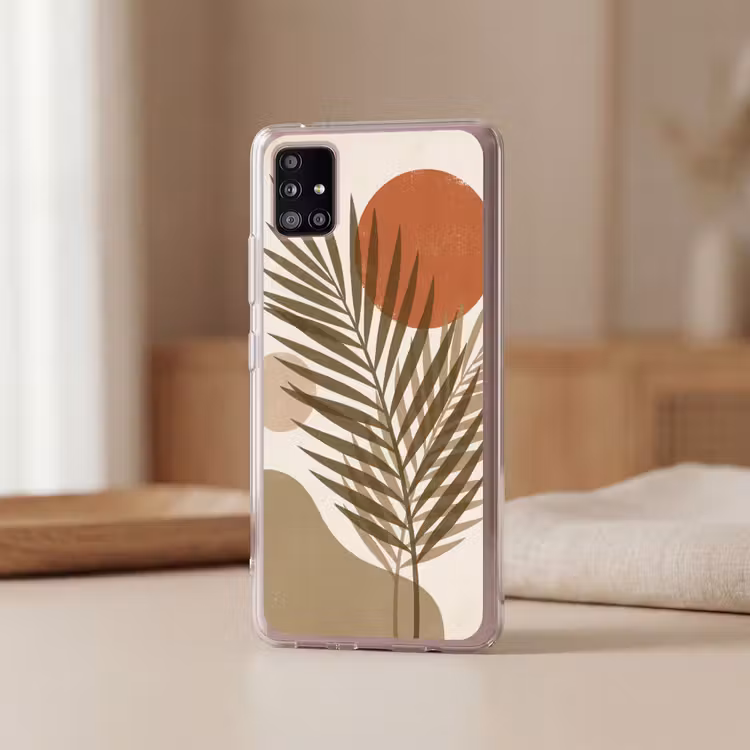 Planten - Bladeren - Abstract - Modern - Beige Telefoonhoesje Samsung Galaxy A51 5G klein -sfeer2