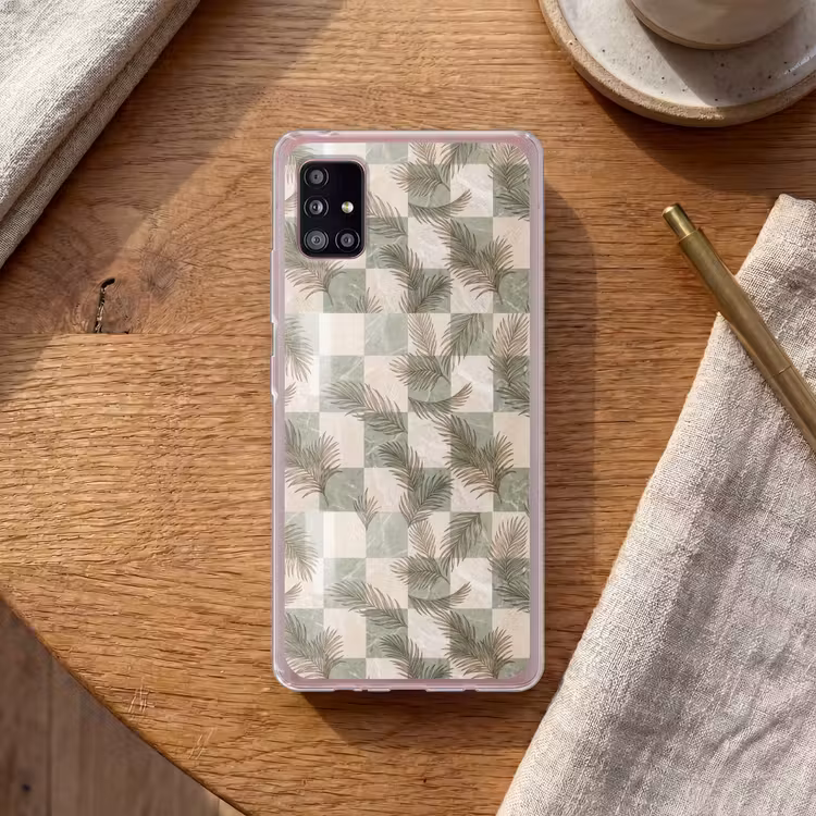 Planten - Bladeren - Marmer - Modern - Groen Telefoonhoesje Samsung Galaxy A51 5G klein -sfeer1