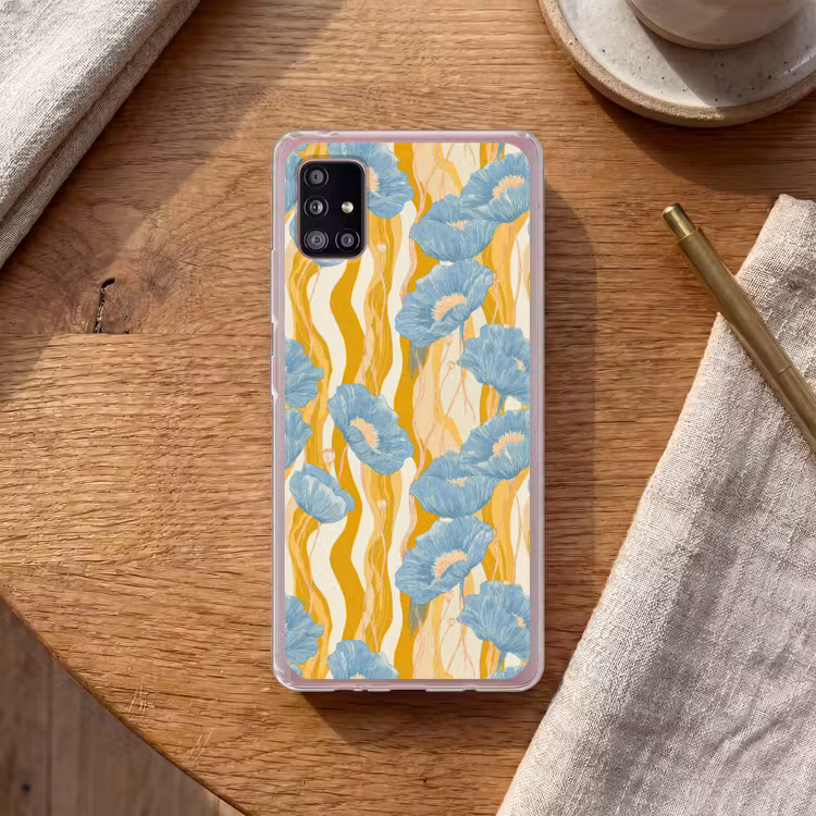 Papavers - Botanisch - Blauw Telefoonhoesje Samsung Galaxy A51 5G klein 373 -sfeer1