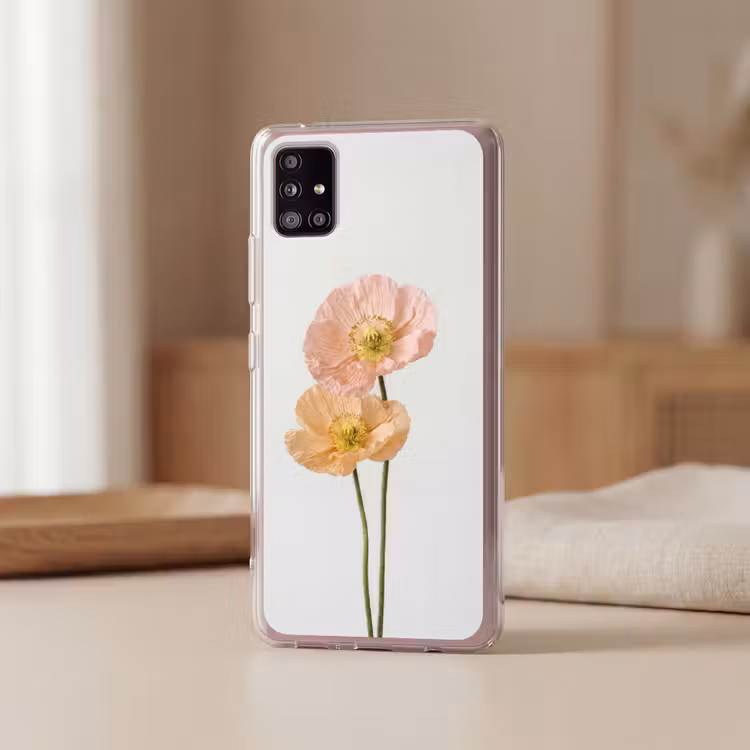 Papavers - Botanisch - Roze Telefoonhoesje Samsung Galaxy A51 5G klein -sfeer2