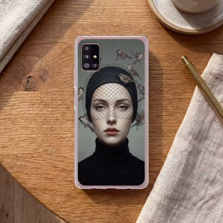 Portret - Vogels - Zwart Telefoonhoesje Samsung Galaxy A51 5G klein -sfeer1