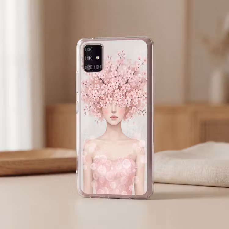 Portret - Kersenbloesem - Roze Telefoonhoesje Samsung Galaxy A51 5G klein -sfeer2