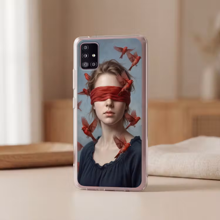 Portret - Krachtig - Rood Telefoonhoesje Samsung Galaxy A51 5G klein -sfeer2