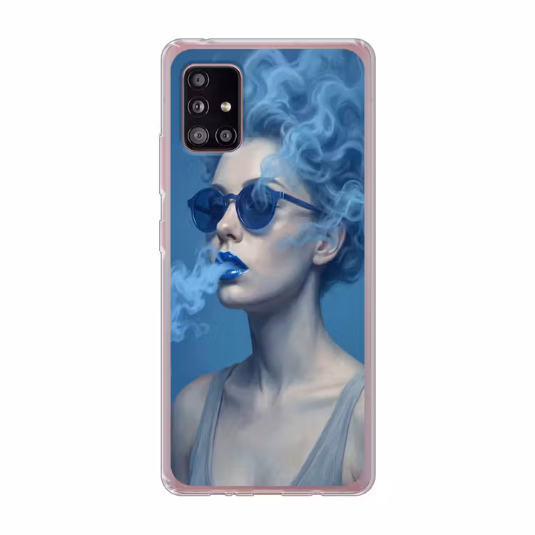 Portret - Zonnebril - Rook - Abstract - Blauw Telefoonhoesje Samsung Galaxy A51 5G klein -3d