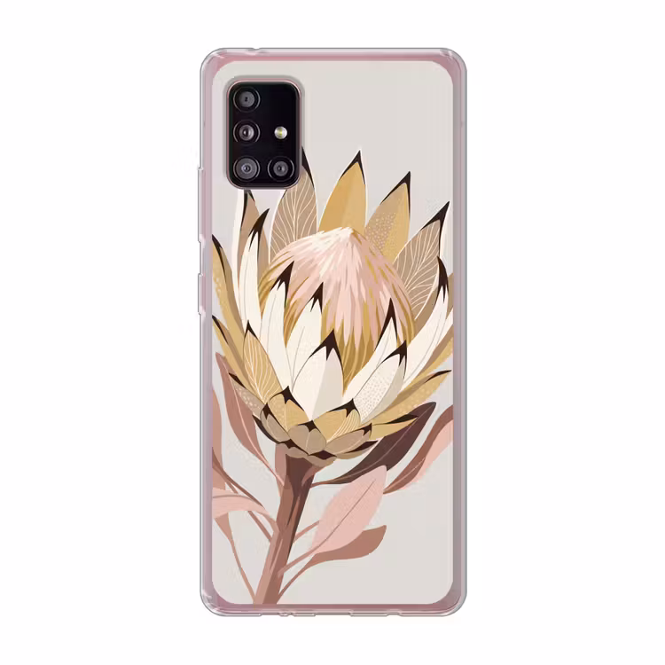 Protea - Bloem - Botanisch - Beige Telefoonhoesje Samsung Galaxy A51 5G klein -3d