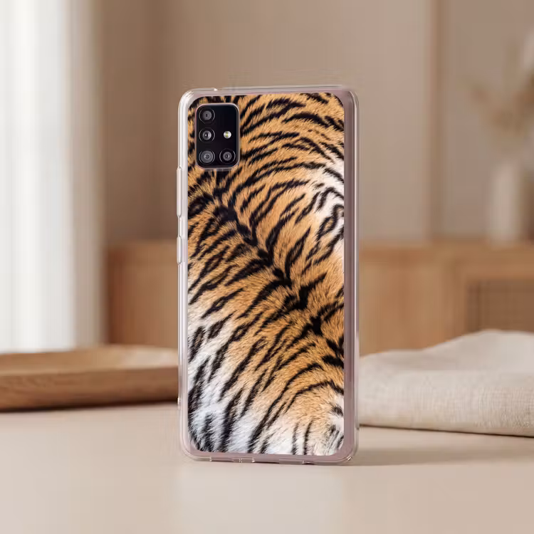 Realistisch - Tijgervacht - Zwart Telefoonhoesje Samsung Galaxy A51 5G klein -sfeer2