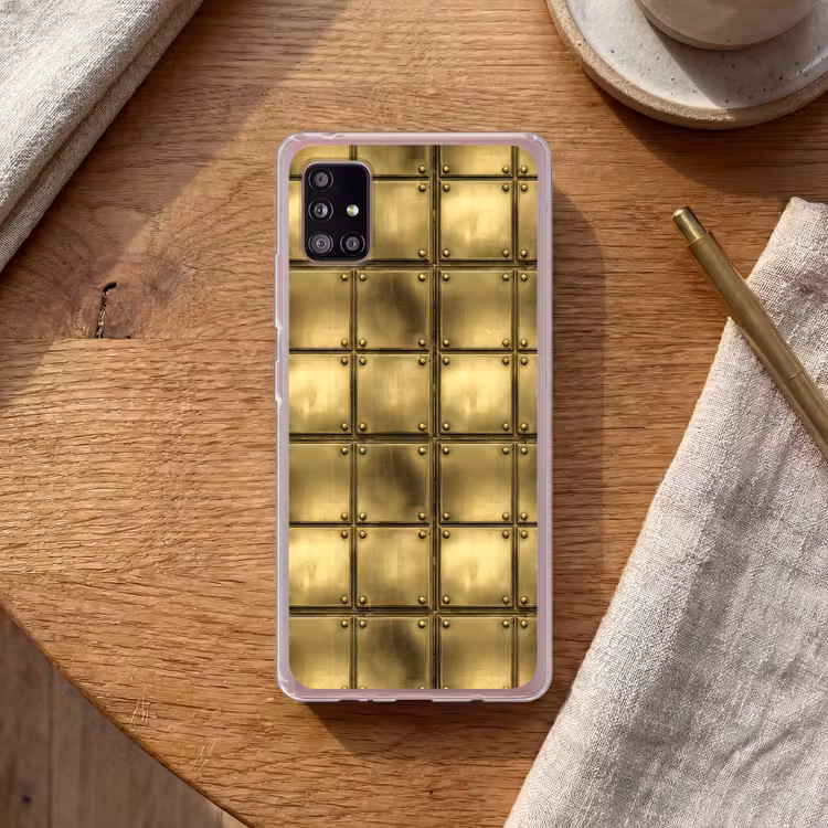 Platen - Industrieel - Stoer - Goud Telefoonhoesje Samsung Galaxy A51 5G klein 373 -sfeer1