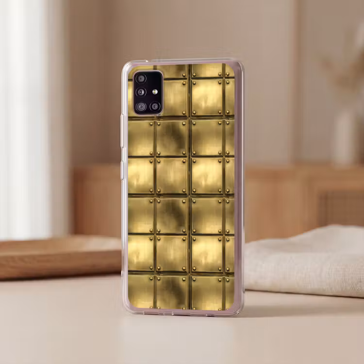 Platen - Industrieel - Stoer - Goud Telefoonhoesje Samsung Galaxy A51 5G klein 373 -sfeer2