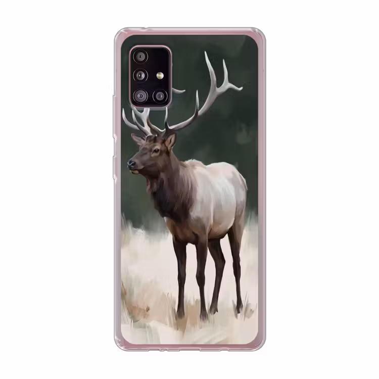 Edelhert - Gewei - Schildering - Rustiek Telefoonhoesje Samsung Galaxy A51 5G klein -3d