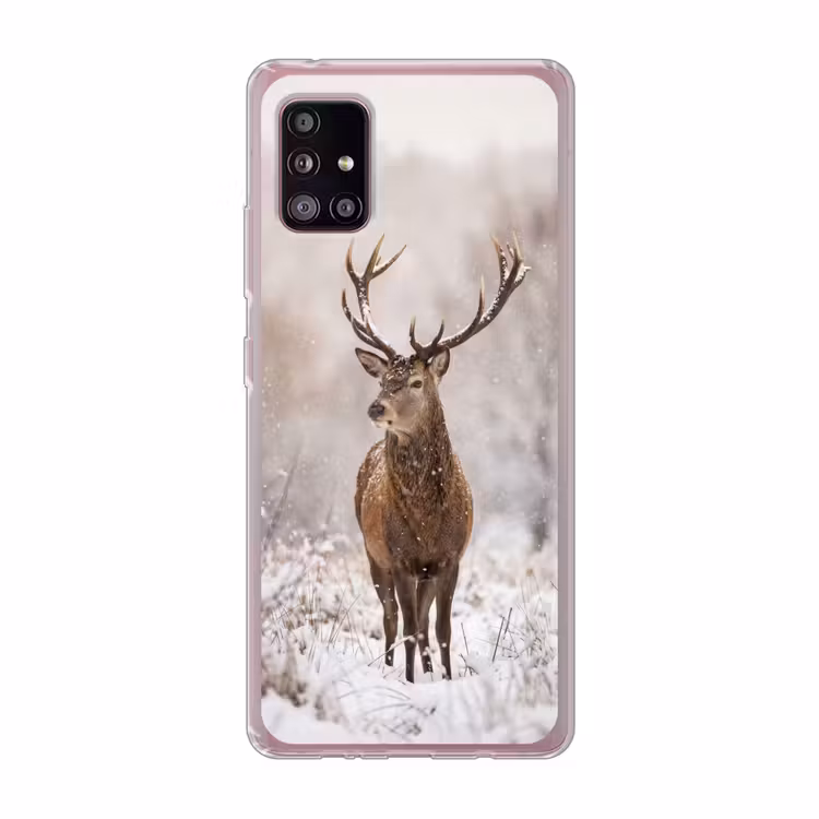 Edelhert - Bos - Sneeuw - Winter - Majestueus Telefoonhoesje Samsung Galaxy A51 5G klein -3d