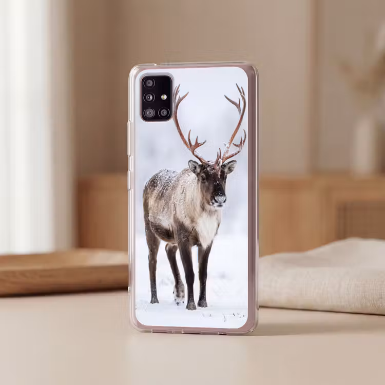 Rendier - Gewei - Toendra - Sneeuw - Wild Telefoonhoesje Samsung Galaxy A51 5G klein -sfeer2