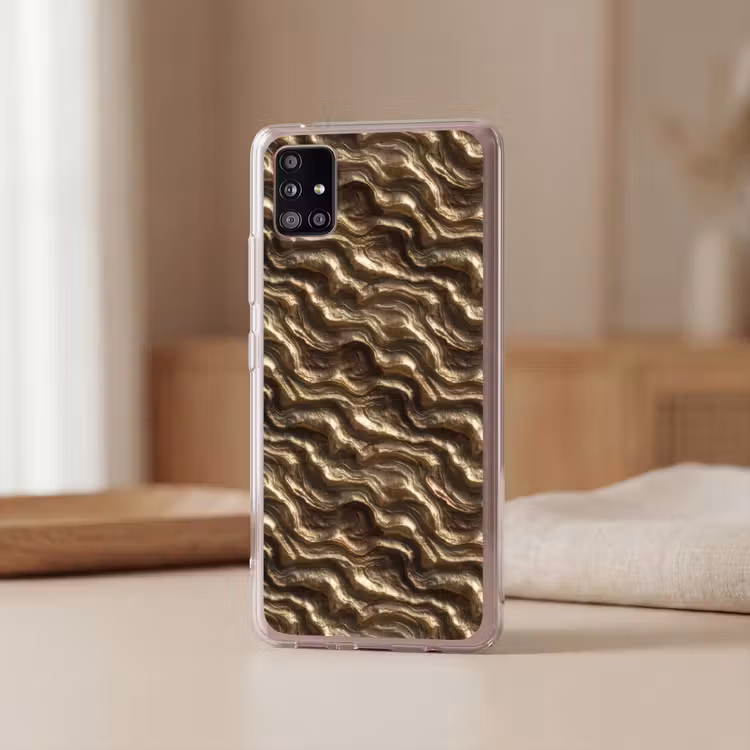 Reliëf - Golven - Abstract - Bronsgoud Telefoonhoesje Samsung Galaxy A51 5G klein 373 -sfeer2
