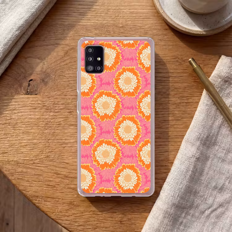 Retro - Bloemen - Kleurrijk Telefoonhoesje Samsung Galaxy A51 5G klein 373 -sfeer1