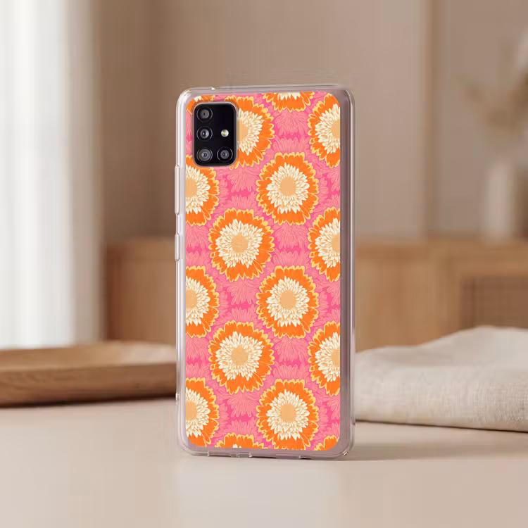 Retro - Bloemen - Kleurrijk Telefoonhoesje Samsung Galaxy A51 5G klein 373 -sfeer2