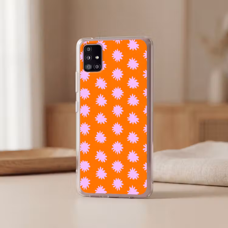 Retro - Bloemen - Oranje Telefoonhoesje Samsung Galaxy A51 5G klein 373 -sfeer2