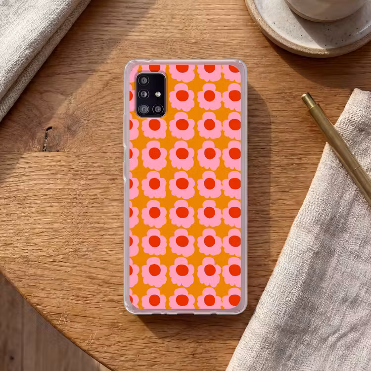 Retro - Bloemen - Roze Telefoonhoesje Samsung Galaxy A51 5G klein 373 -sfeer1