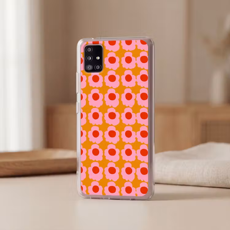 Retro - Bloemen - Roze Telefoonhoesje Samsung Galaxy A51 5G klein 373 -sfeer2