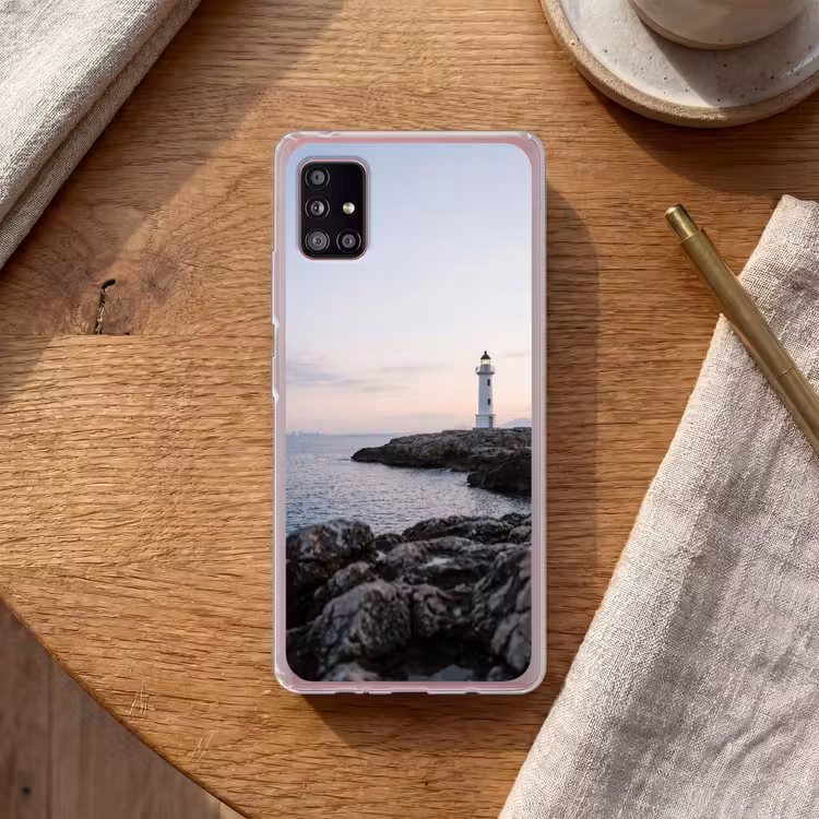 Rotsen - Vuurtoren - Wit Telefoonhoesje Samsung Galaxy A51 5G klein -sfeer1