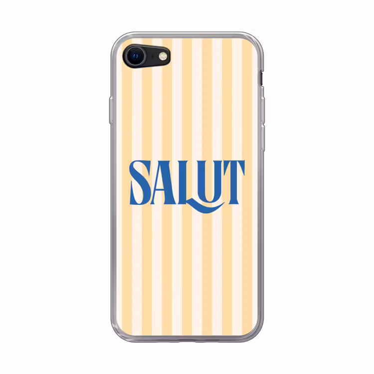 Salut - Quote - Strepen - Geel - Blauw - Wit Telefoonhoesje iPhone 7 klein -3d