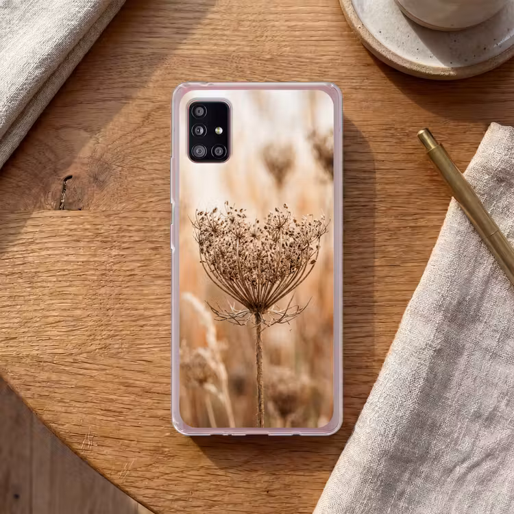 Schermbloem - Droogbloem - Winter - Beige - Minimalistisch Telefoonhoesje Samsung Galaxy A51 5G klein -sfeer1