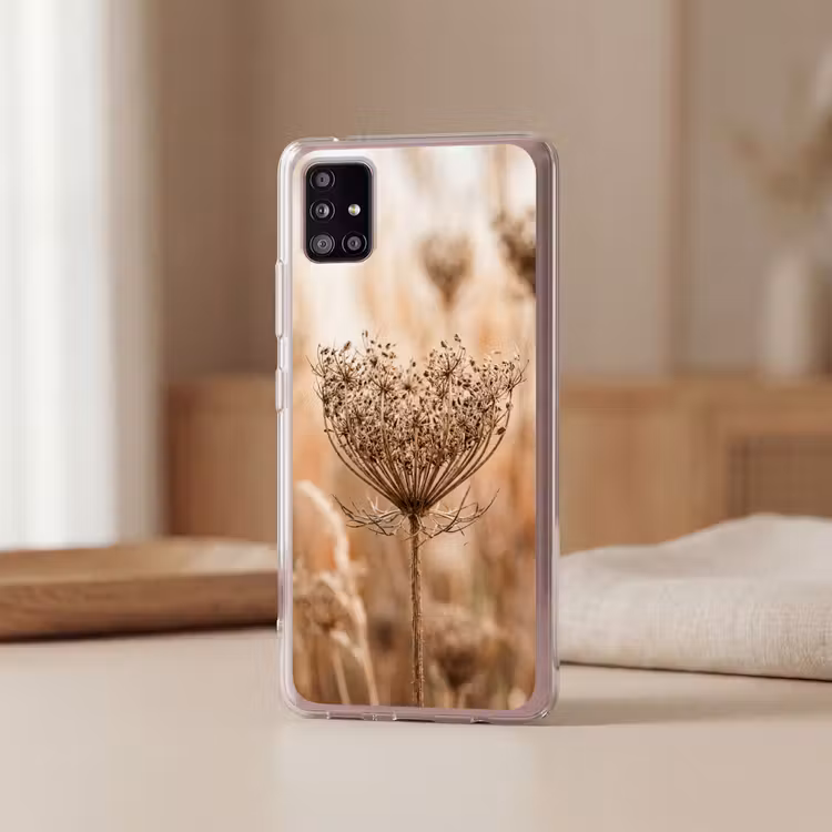 Schermbloem - Droogbloem - Winter - Beige - Minimalistisch Telefoonhoesje Samsung Galaxy A51 5G klein -sfeer2