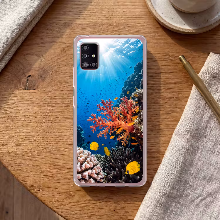 Zee - Koraalrif - Natuur - Levendig - Blauw Telefoonhoesje Samsung Galaxy A51 5G klein -sfeer1