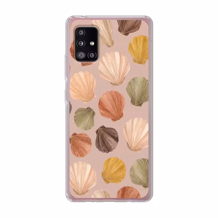 Schelp - Patroon - Zee - Aquarel - Aardetinten Telefoonhoesje Samsung Galaxy A51 5G klein -3d