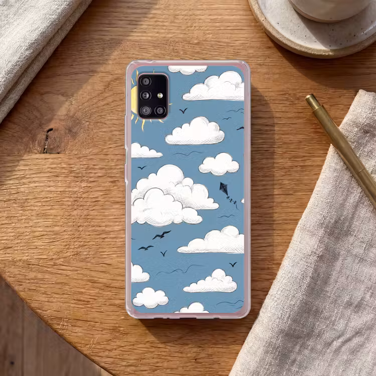 Lucht - Zon - Wolken - Natuur - Blauw Telefoonhoesje Samsung Galaxy A51 5G klein -sfeer1