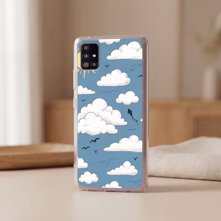 Lucht - Zon - Wolken - Natuur - Blauw Telefoonhoesje Samsung Galaxy A51 5G klein -sfeer2