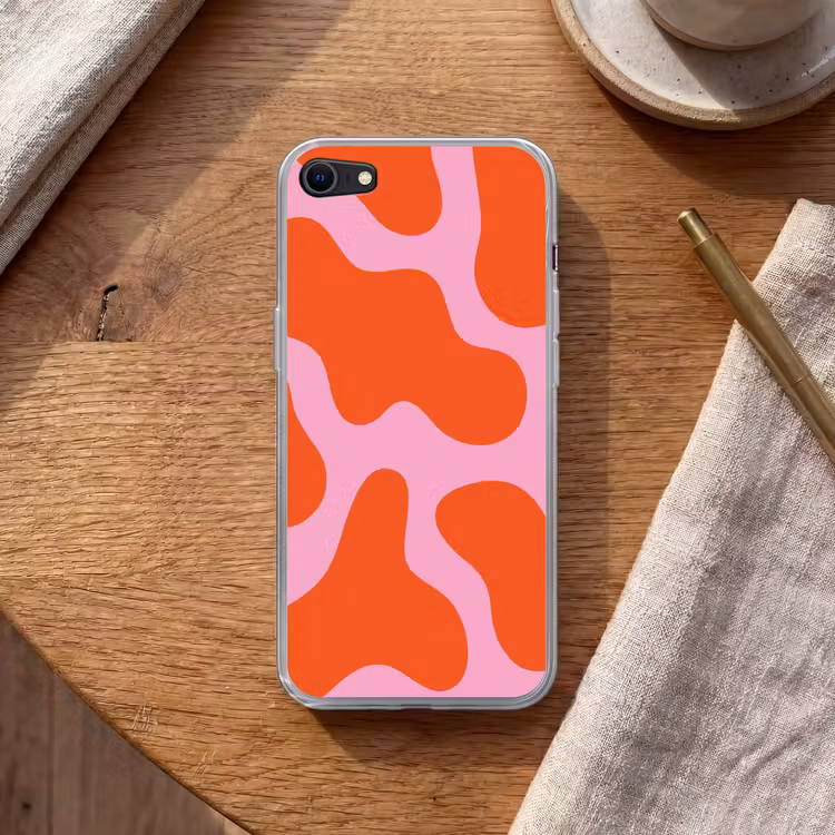 Vlekken - Rood - Roze - Patroon - Minimalistisch Telefoonhoesje iPhone 7 klein -sfeer1