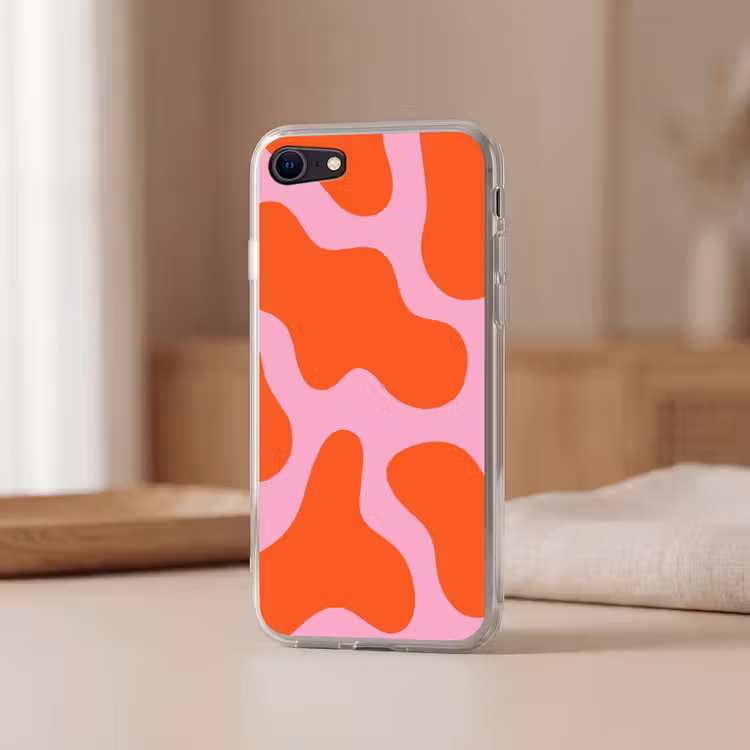 Vlekken - Rood - Roze - Patroon - Minimalistisch Telefoonhoesje iPhone 7 klein -sfeer2