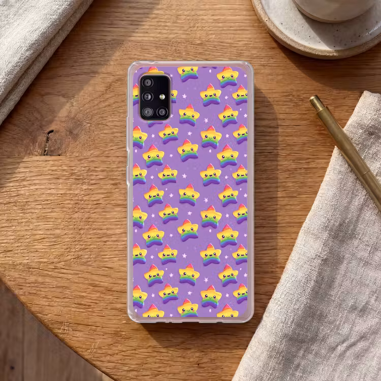 Sterren - Regenboog - Paars Telefoonhoesje Samsung Galaxy A51 5G klein 373 -sfeer1