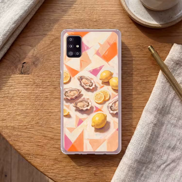 Stilleven - Citroenen - Oesters - Abstract - Oranje Telefoonhoesje Samsung Galaxy A51 5G klein -sfeer1