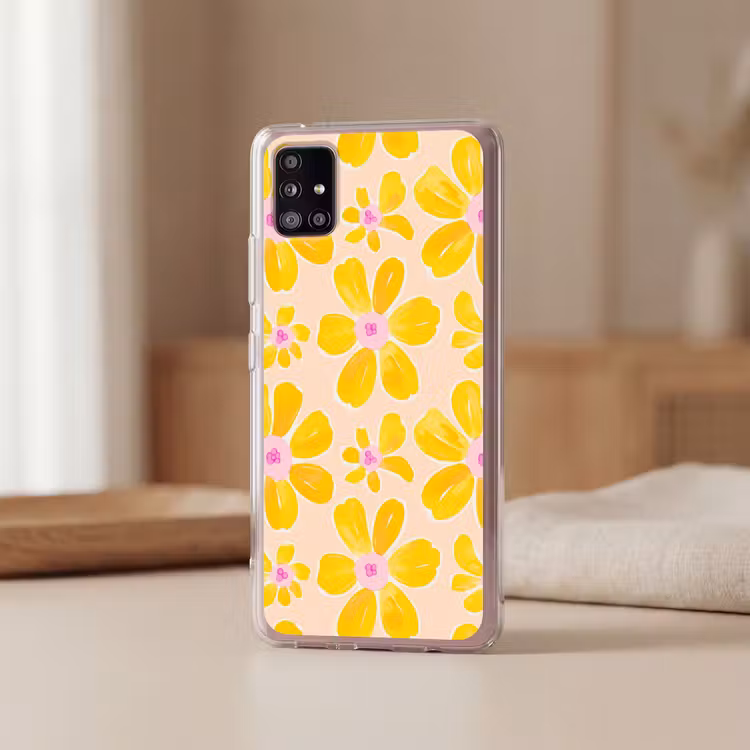 Zomers - Bloemen - Geel Telefoonhoesje Samsung Galaxy A51 5G klein 373 -sfeer2