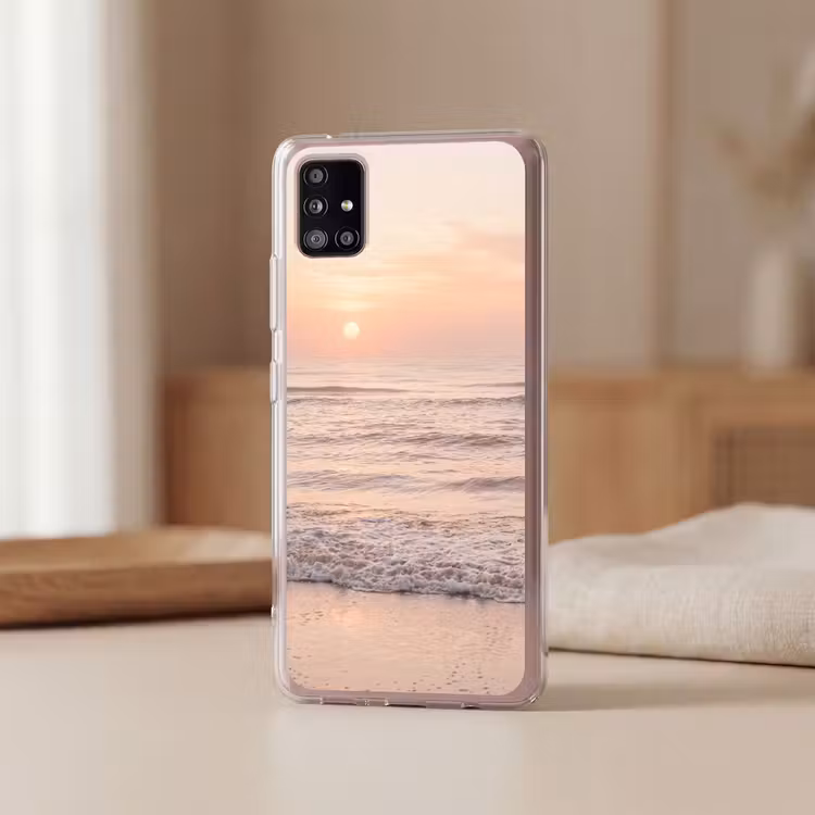 Zon - Strand - Roze Telefoonhoesje Samsung Galaxy A51 5G klein -sfeer2