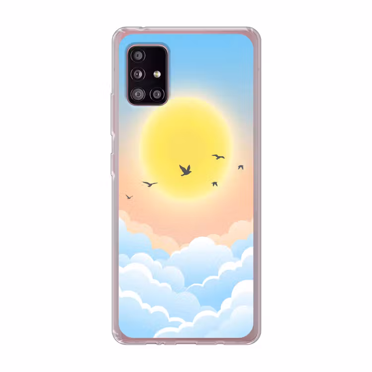Zon - Vogels - Lucht - Natuur - Geel Telefoonhoesje Samsung Galaxy A51 5G klein -3d