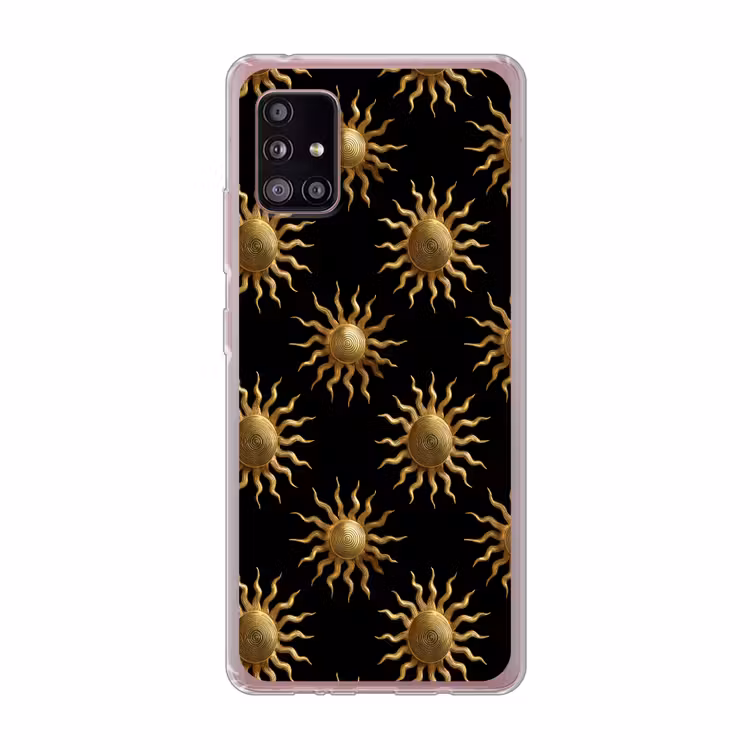 Zon - Patroon - Luxe - Goud - Zwart Telefoonhoesje Samsung Galaxy A51 5G klein 373 -3d