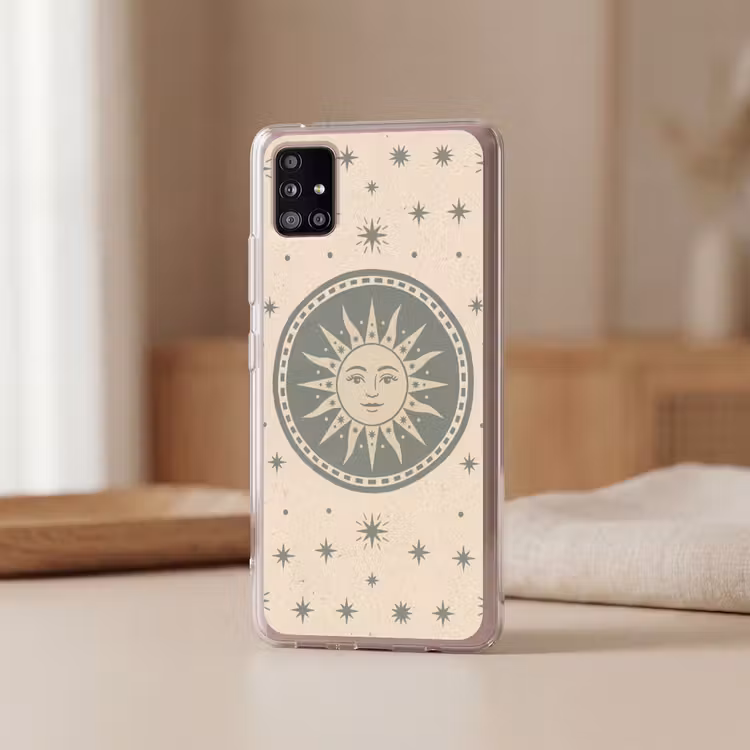 Zon - Sterren - Astrologie - Vintage - Groen Telefoonhoesje Samsung Galaxy A51 5G klein -sfeer2