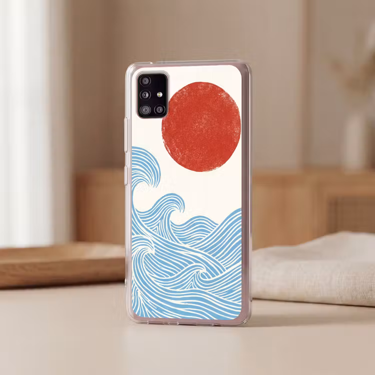 Zon - Golven - Oceaan - Abstract - Rood Telefoonhoesje Samsung Galaxy A51 5G klein -sfeer2